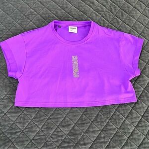 Gymshark Shirt women small crop top purple short sleeve B14